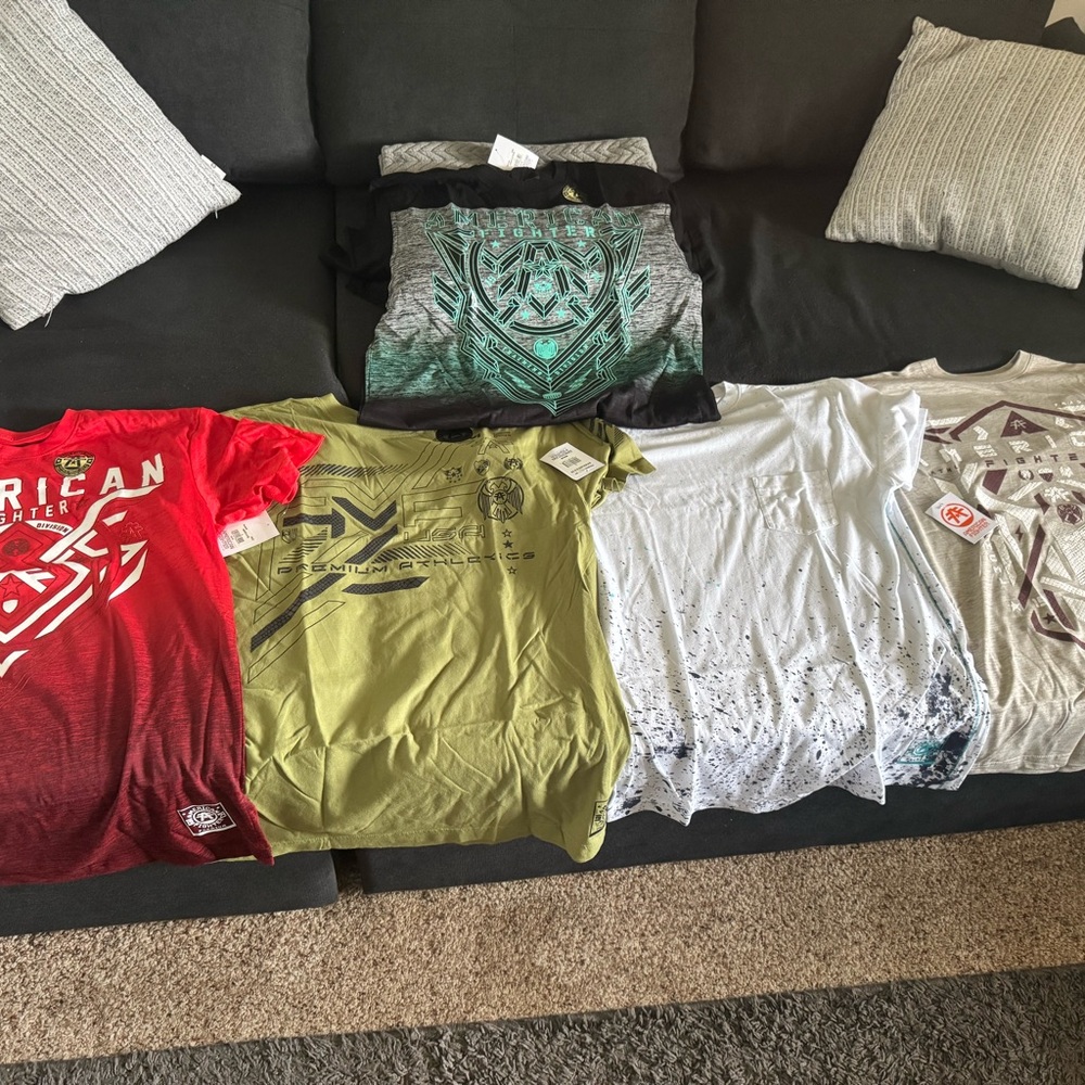American Fighter Red and Green Short Sleeve Tees